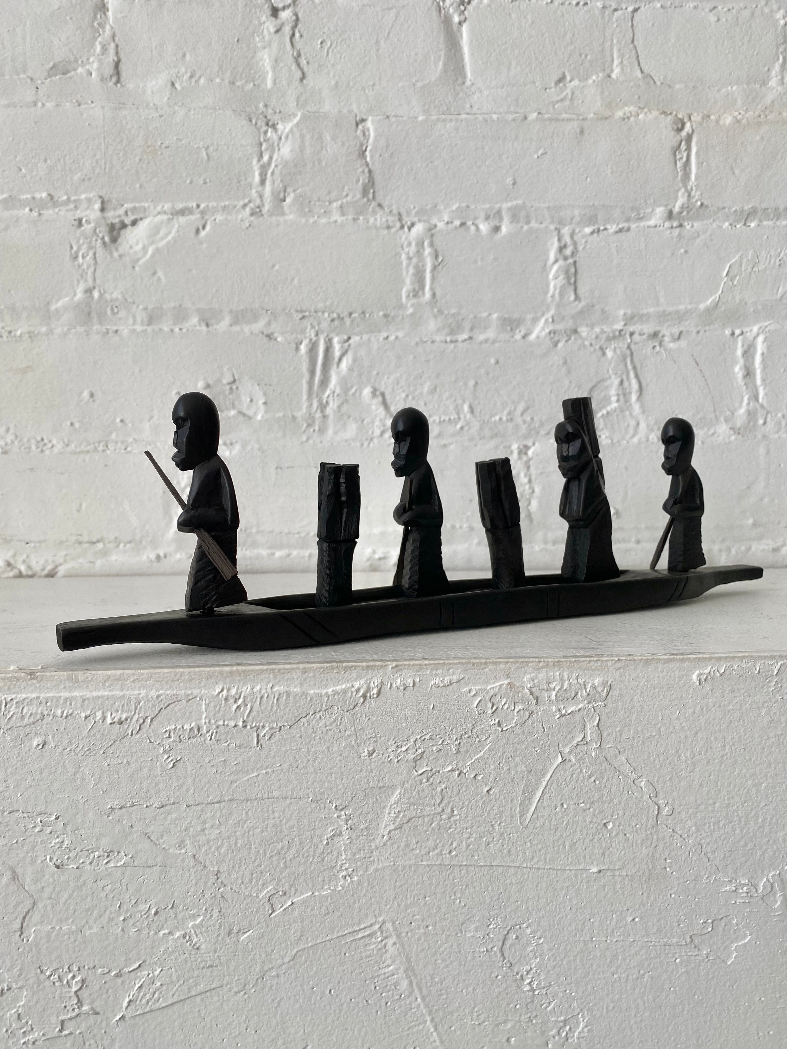 Tribal Wood Carved Canoe