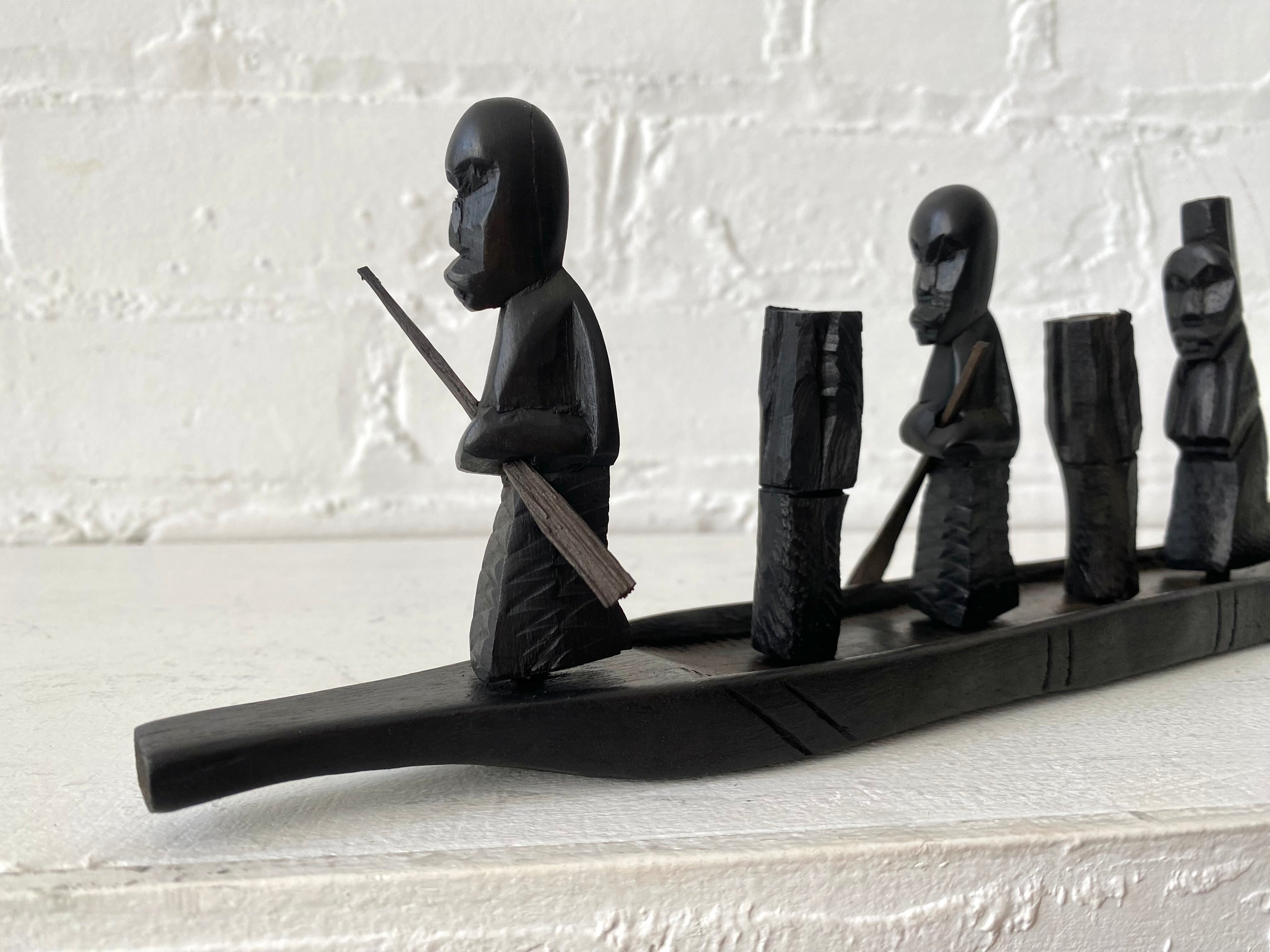 Tribal Wood Carved Canoe